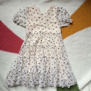 Noralee Natural Black Floral Dottie Dress Cream Neutral Color Dress Size 4